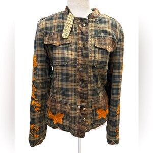Biya Plaid Jacket with Orange Embroidery size S